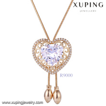 Xuping mujeres collar de oro en forma de corazón en línea China, 18k nueva joyería de imitación de diamante collar de piedra